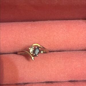 Avon Gold and Silver Ring with Blue Stone